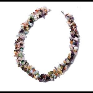 Multi Gems Freshwater Pearl 18” Necklace 925